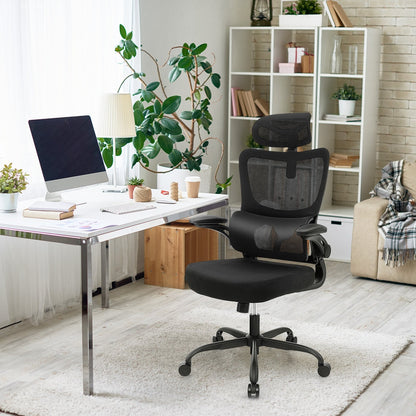 Mesh Office Chair with Adaptive Lumbar Support  Flip-up Armrests  Reclining Backrest, Black Ergonomic Chairs   at Gallery Canada