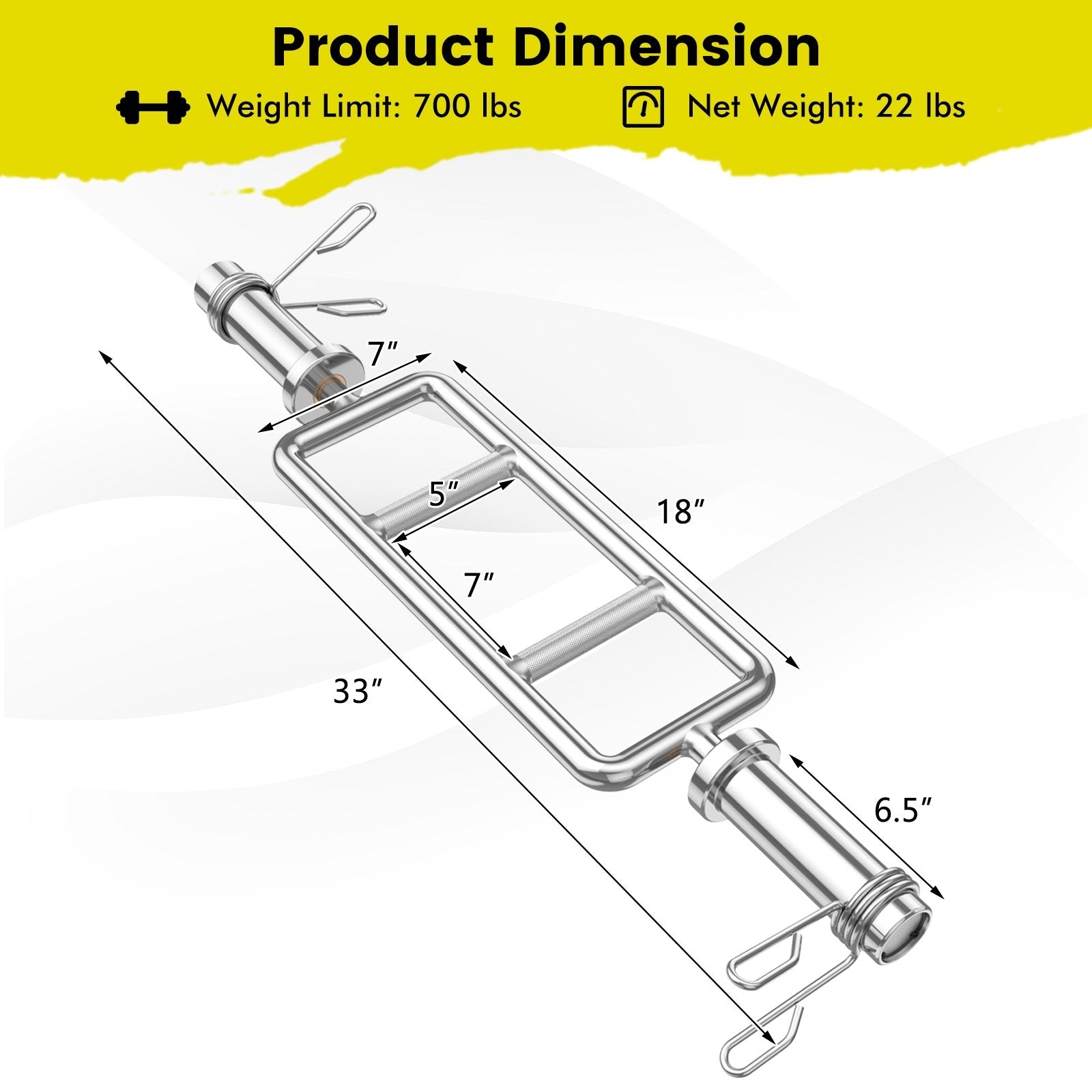 700 LBS Olympic Triceps Bar with Knurled Handles for Squats  Deadlifts  Shrugs, Silver Weights Accessories   at Gallery Canada