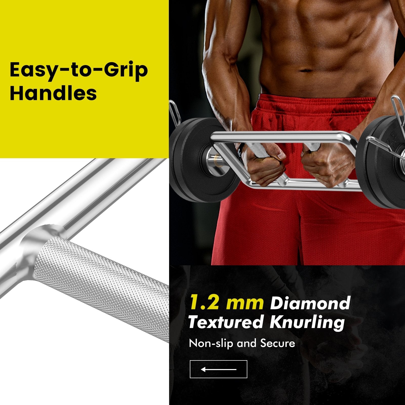 700 LBS Olympic Triceps Bar with Knurled Handles for Squats  Deadlifts  Shrugs, Silver Weights Accessories   at Gallery Canada