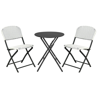 3 Pieces Patio Rattan Bistro Set with Round Dining Table and 2 Chairs, Black & White Patio Conversation Sets   at Gallery Canada