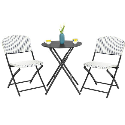 3 Pieces Patio Rattan Bistro Set with Round Dining Table and 2 Chairs, Black & White Patio Conversation Sets   at Gallery Canada