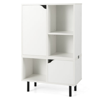 Stackable Bookcase with Adjustable Shelf and Cubes, White Bookcases   at Gallery Canada