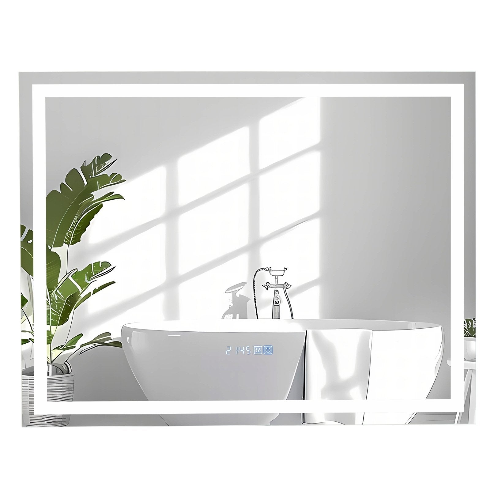 36 x 28 Inch LED Bathroom Mirror with Back Light and Front Light, White Wall Mirrors   at Gallery Canada