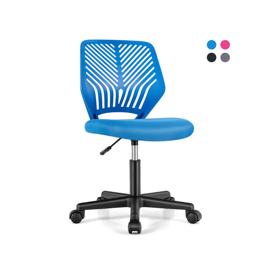 Height-adjustable Ergonomic Kids Desk Chair with Universal Casters, Blue - Gallery Canada