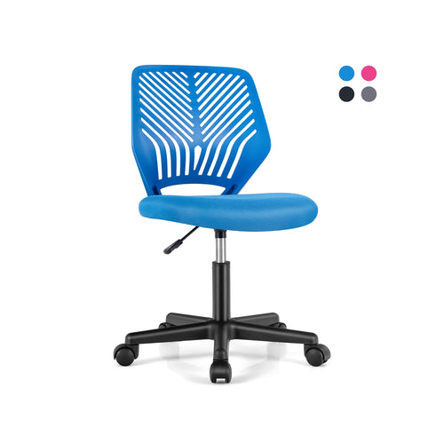 Height-adjustable Ergonomic Kids Desk Chair with Universal Casters, Blue