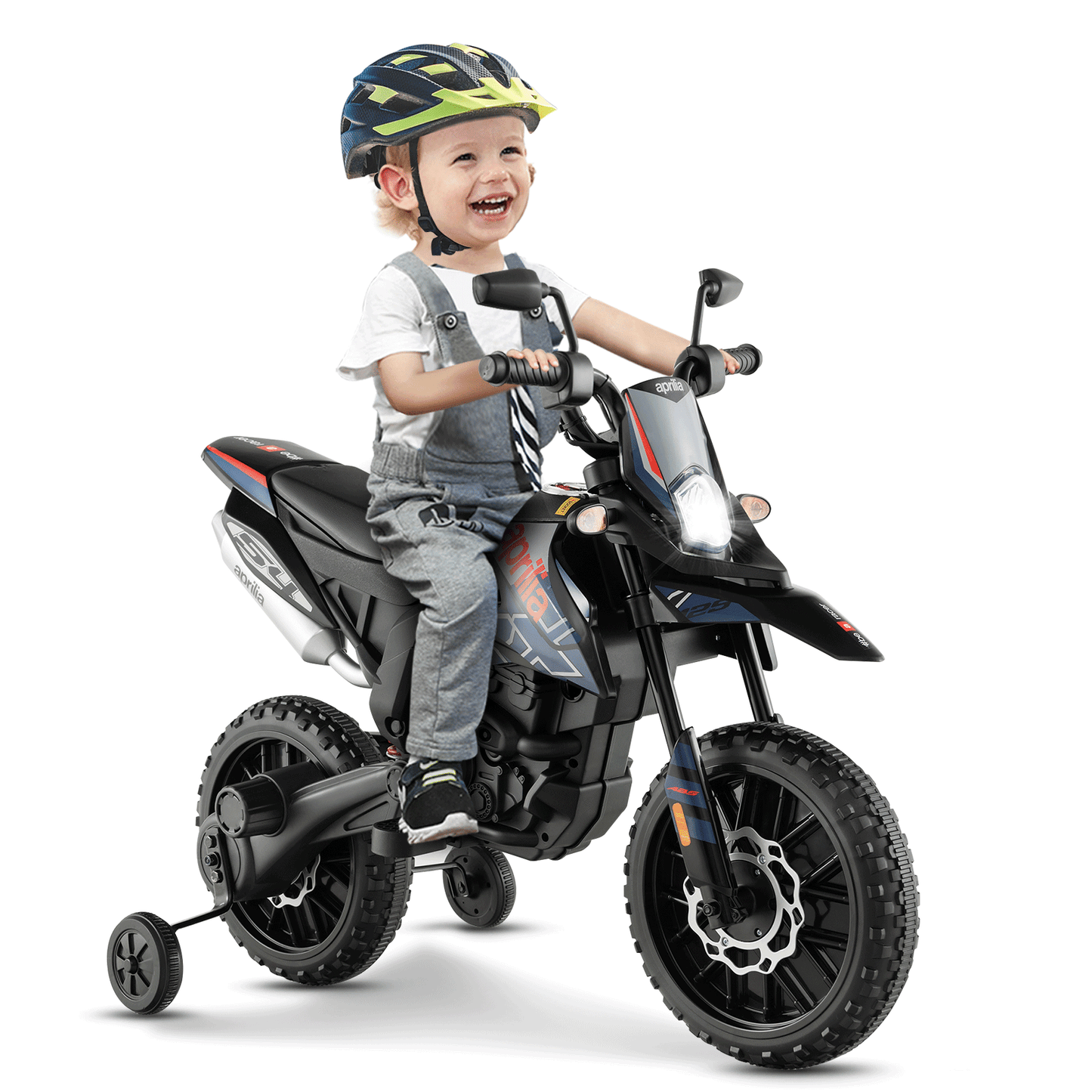 Aprilia Licensed Kids Ride On Motorcycle with 2 Training Wheels, Navy Powered Ride On Toys   at Gallery Canada