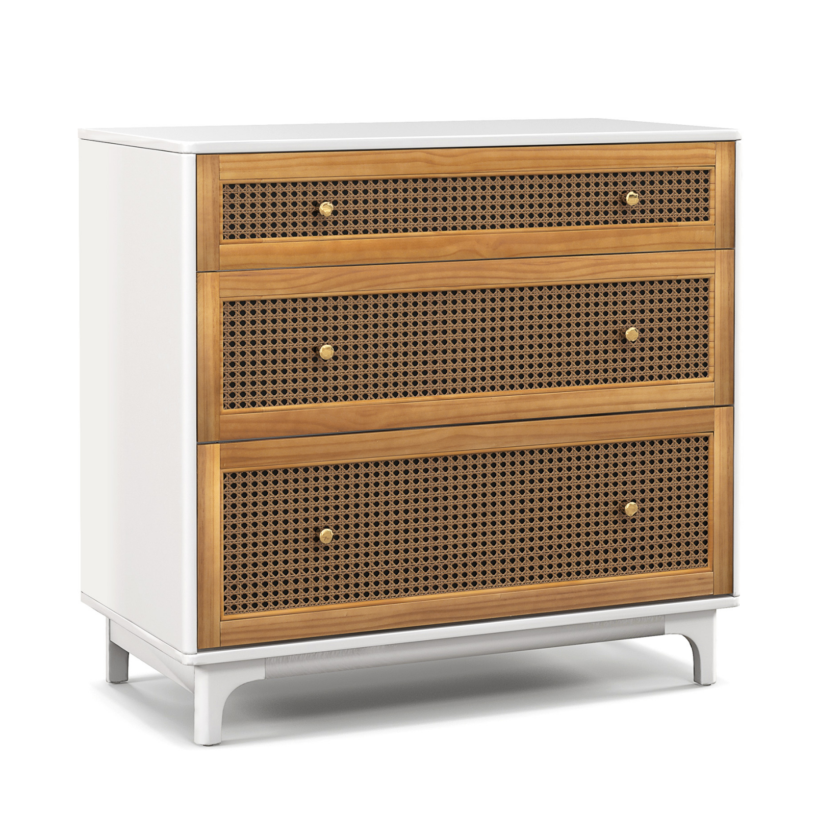 3-Drawer Rattan Dresser Chest with Anti-toppling Device, Brown Dressers & Chests   at Gallery Canada