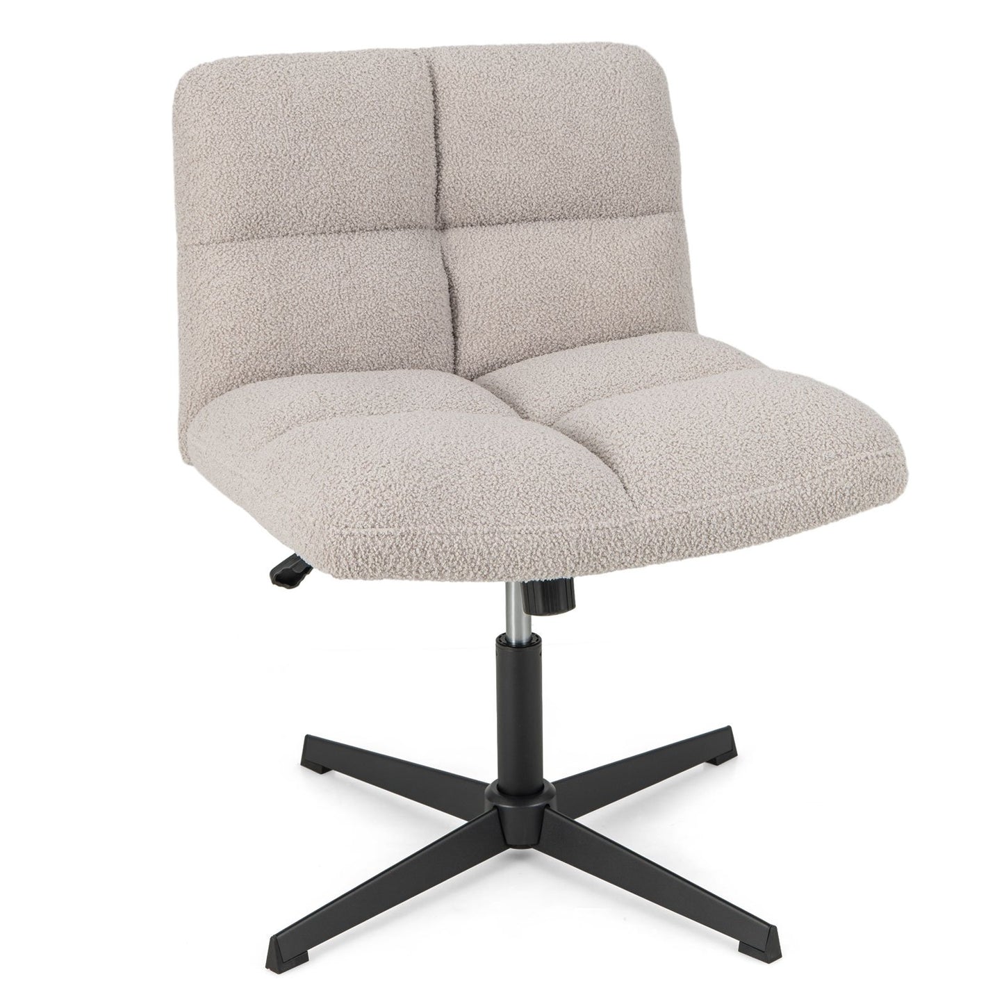 Office Armless Chair Cross Legged with Imitation Lamb Fleece and Adjustable Height, Gray Armless Chairs   at Gallery Canada