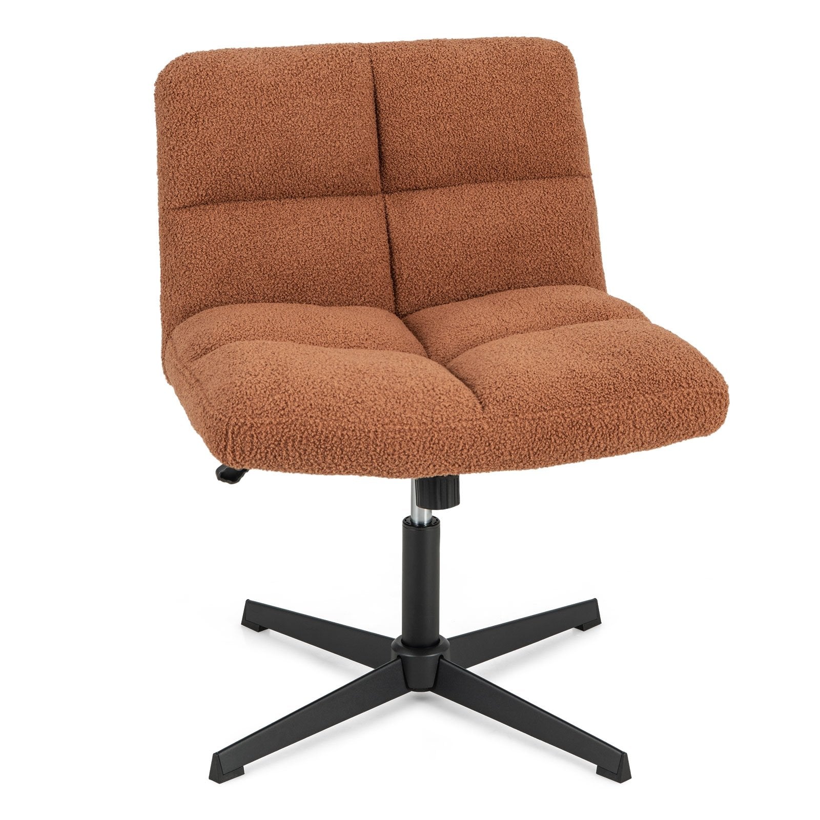 Office Armless Chair Cross Legged with Imitation Lamb Fleece and Adjustable Height, Brown Armless Chairs   at Gallery Canada