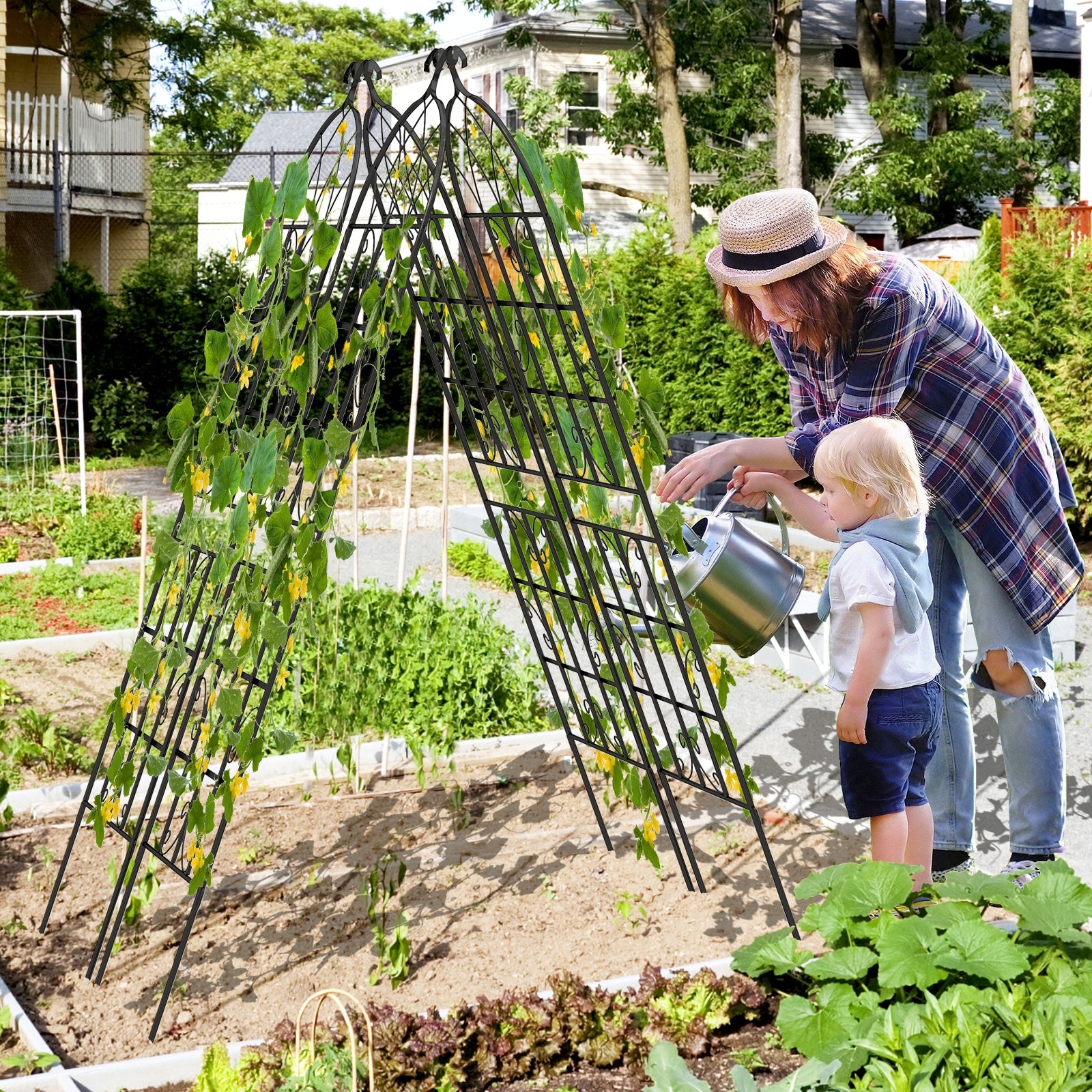 2/4 Pack 71 x 20 Inch Metal Garden Trellis for Climbing Plants-Set of 4, Black Decorative Fencing & Flooring   at Gallery Canada