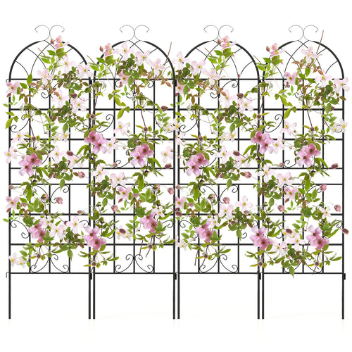 2/4 Pack 71 x 20 Inch Metal Garden Trellis for Climbing Plants-Set of 4, Black