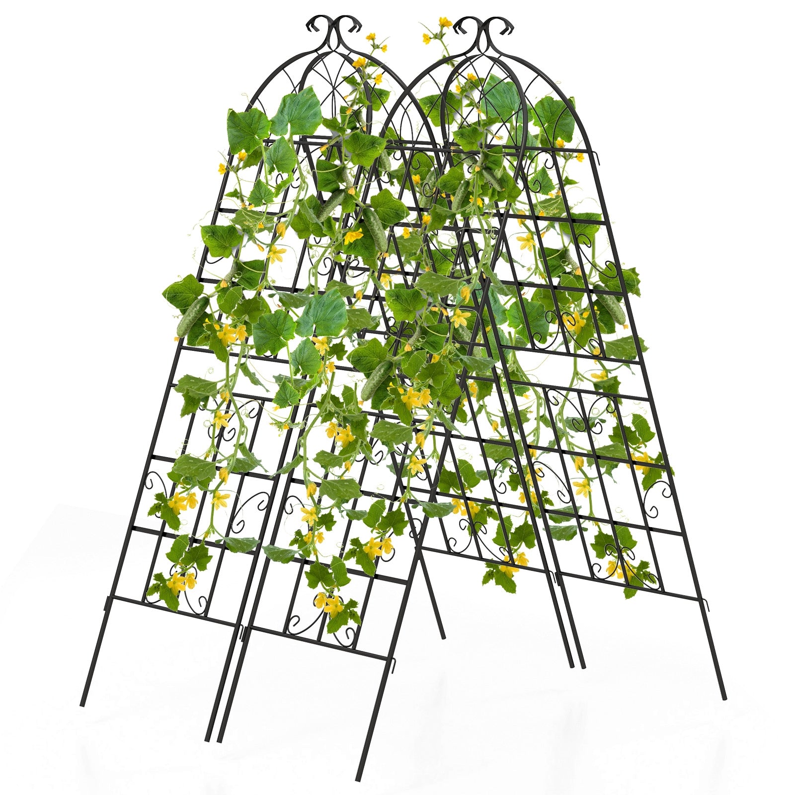 2/4 Pack 71 x 20 Inch Metal Garden Trellis for Climbing Plants-Set of 4, Black Decorative Fencing & Flooring   at Gallery Canada