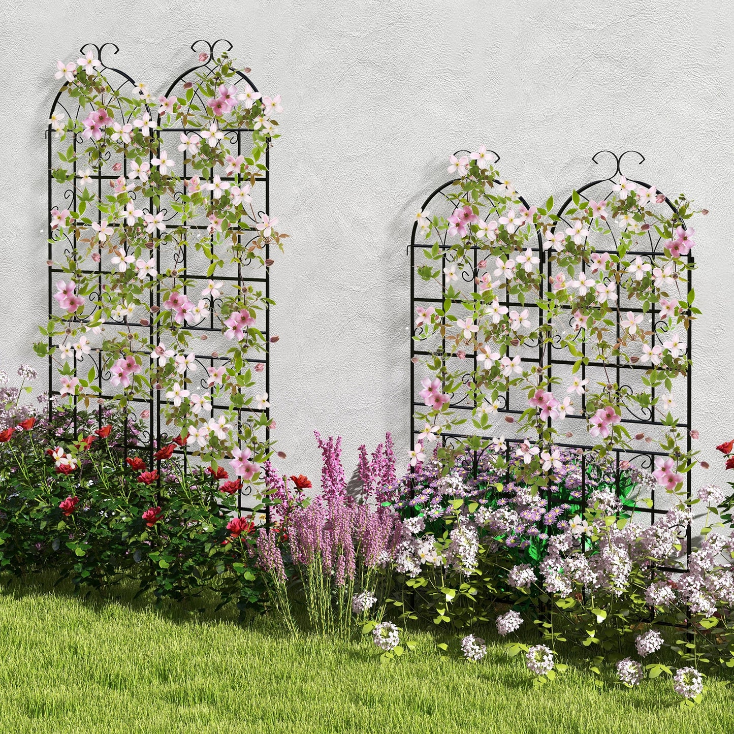 2/4 Pack 71 x 20 Inch Metal Garden Trellis for Climbing Plants-Set of 2, Black Decorative Fencing & Flooring   at Gallery Canada