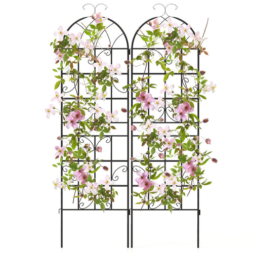 2/4 Pack 71 x 20 Inch Metal Garden Trellis for Climbing Plants-Set of 2, Black