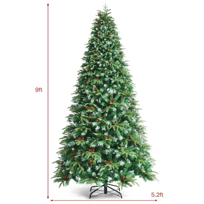 Pre-Lit Snowy Christmas Hinged Tree with Multi-Color Lights-9', Green - Gallery Canada