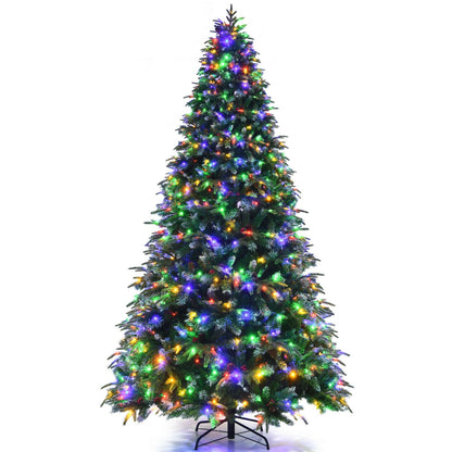 Pre-Lit Snowy Christmas Hinged Tree with Multi-Color Lights-9', Green - Gallery Canada