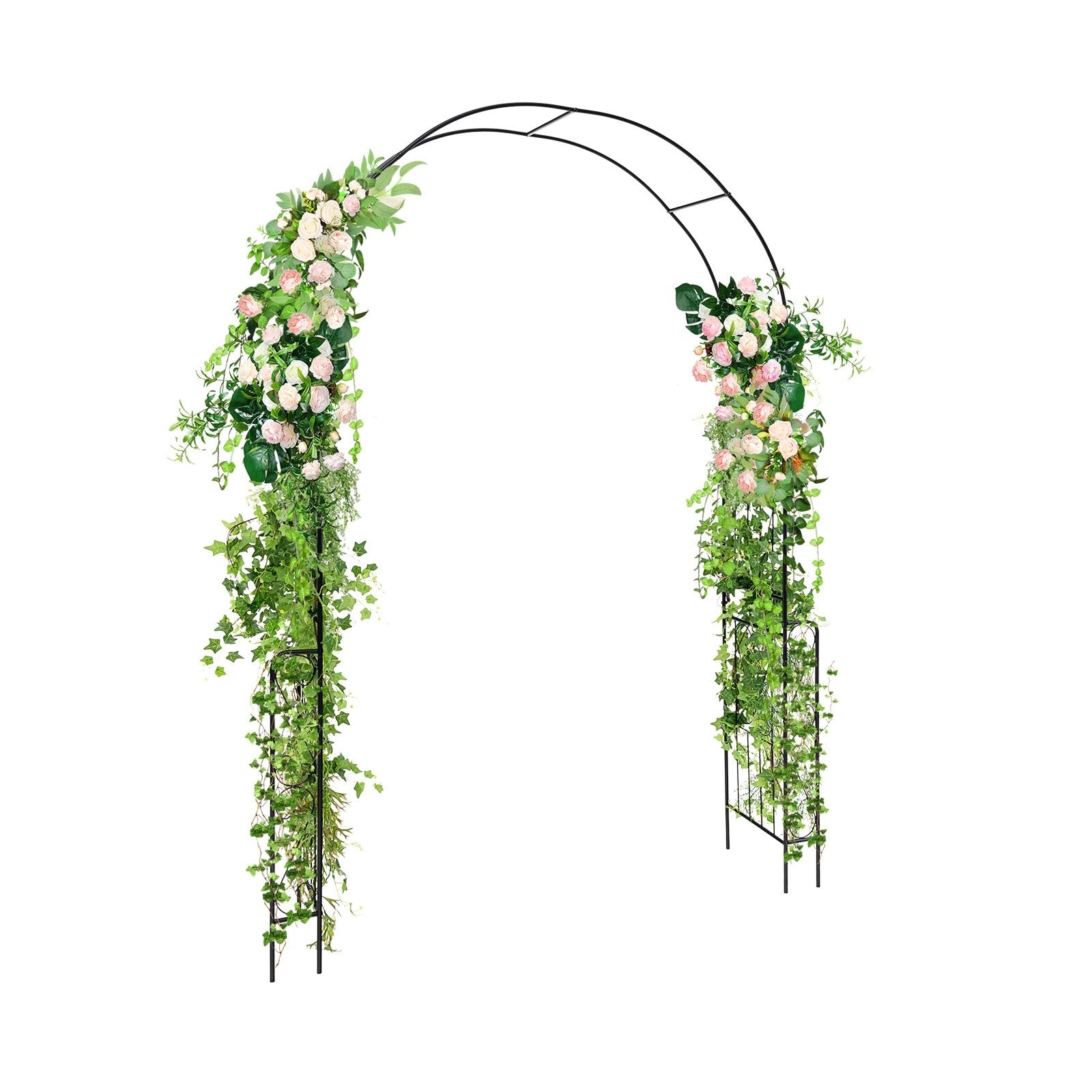 7.9 Feet Metal Garden Arch Backdrop Stand with Fence for Climbing Plants, Black Outdoor Decor   at Gallery Canada