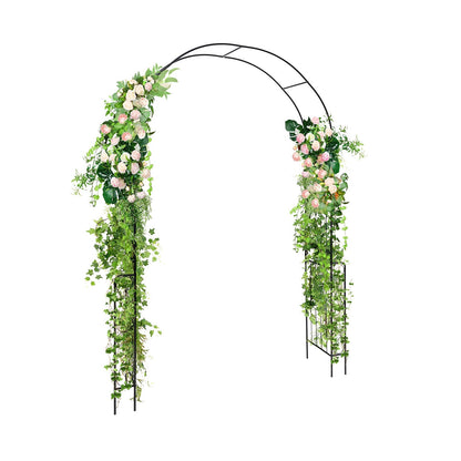 7.9 Feet Metal Garden Arch Backdrop Stand with Fence for Climbing Plants, Black Outdoor Decor   at Gallery Canada