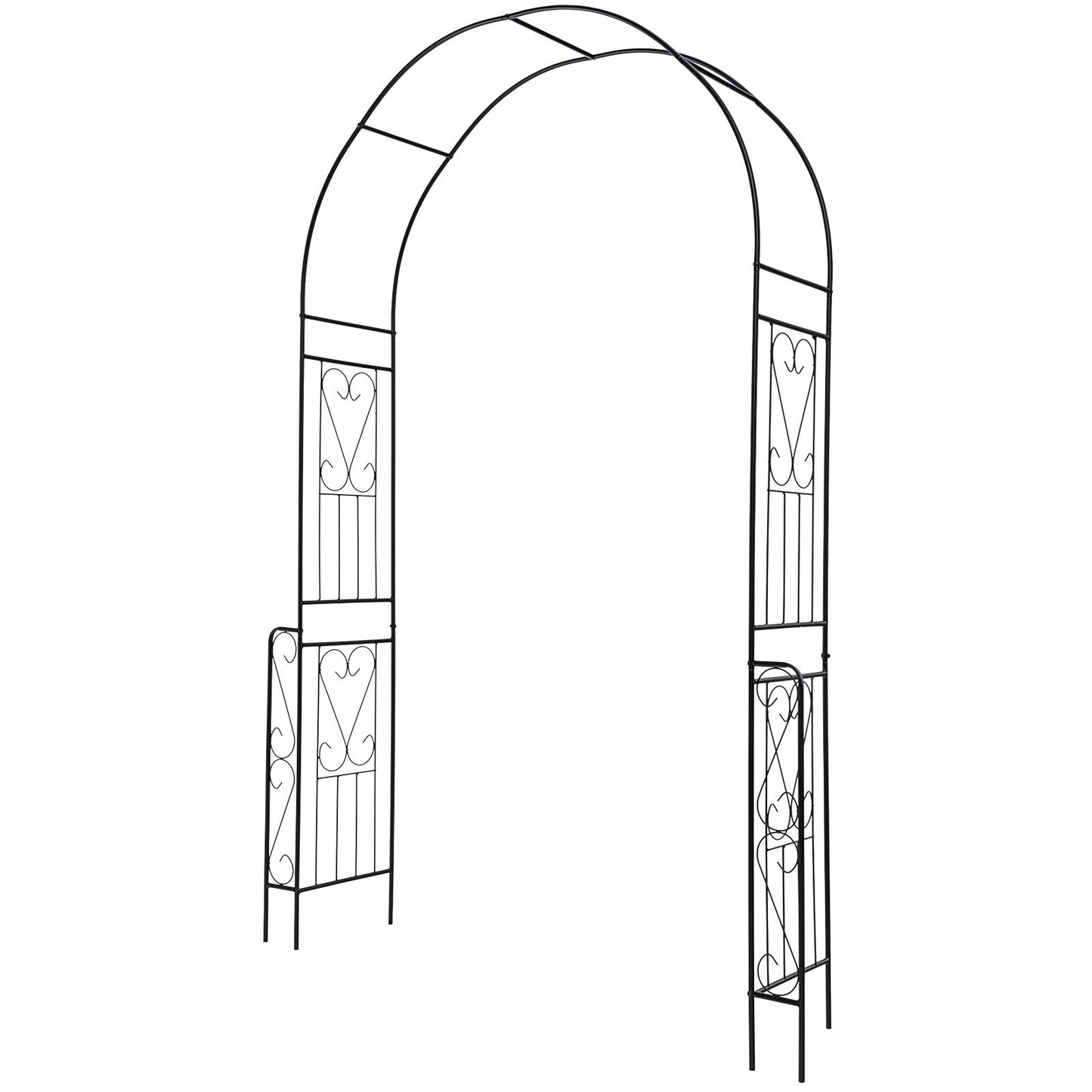 7.9 Feet Metal Garden Arch Backdrop Stand with Fence for Climbing Plants, Black Outdoor Decor   at Gallery Canada