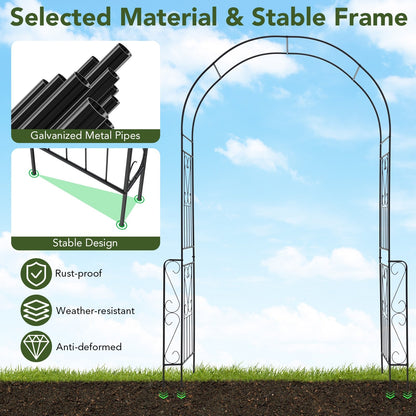 7.9 Feet Metal Garden Arch Backdrop Stand with Fence for Climbing Plants, Black Outdoor Decor   at Gallery Canada