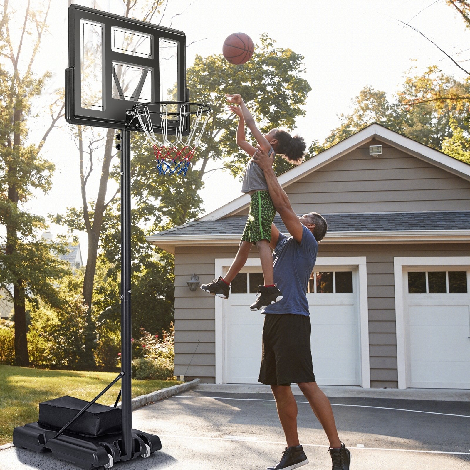 4.25-10 Feet Adjustable Basketball Hoop System with 44 Inch Backboard-B Sport Equipments   at Gallery Canada