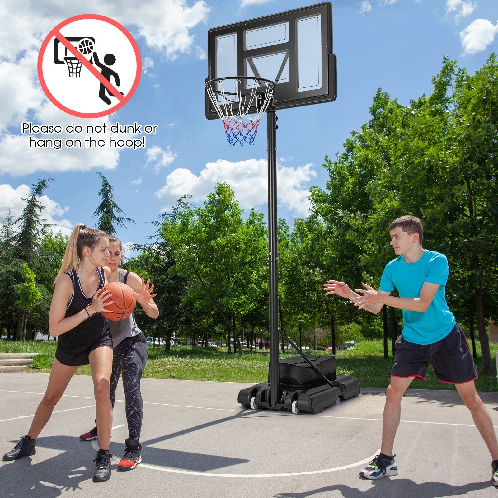 4.25-10 Feet Adjustable Basketball Hoop System with 44 Inch Backboard-B Sport Equipments   at Gallery Canada