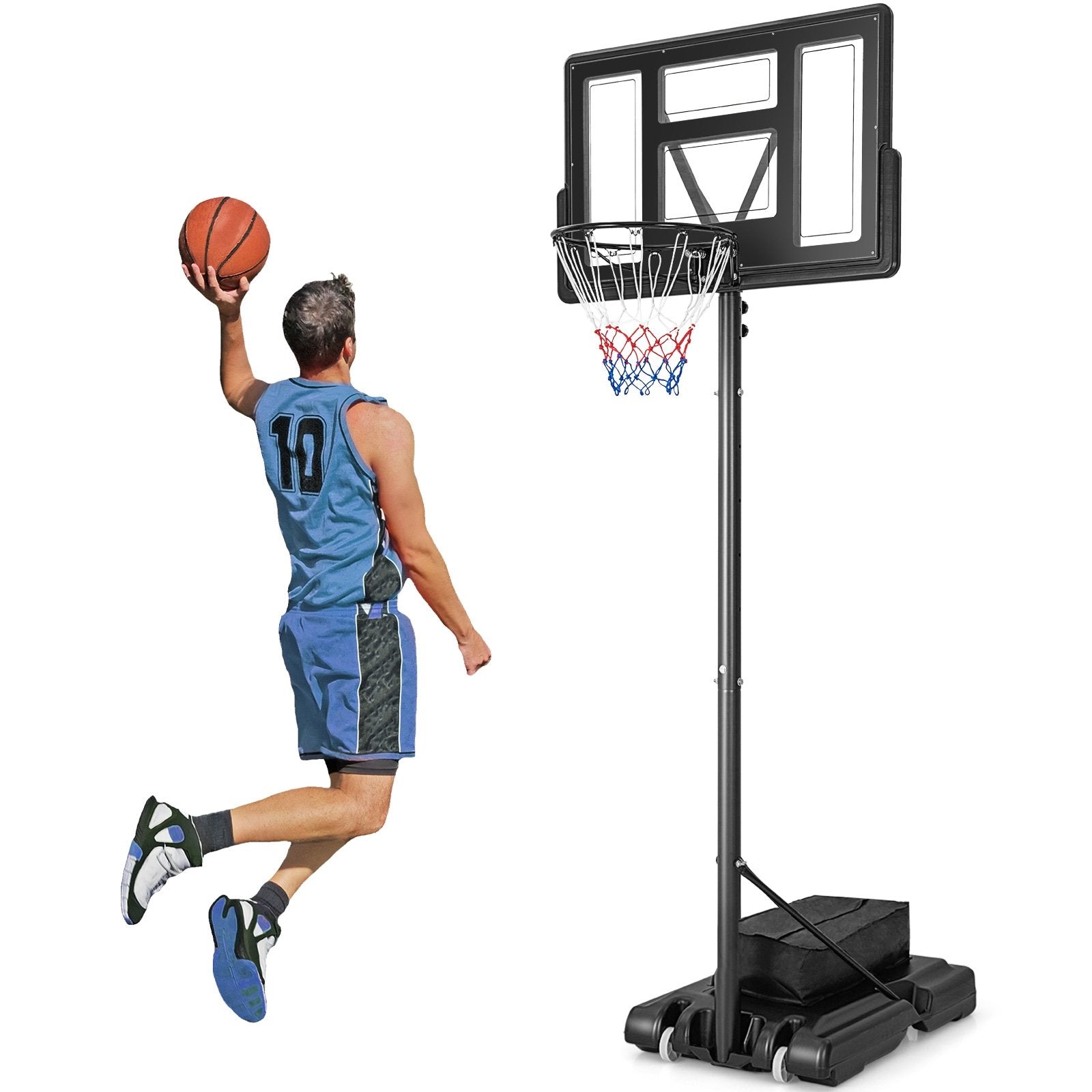 4.25-10 Feet Adjustable Basketball Hoop System with 44 Inch Backboard-B Sport Equipments   at Gallery Canada