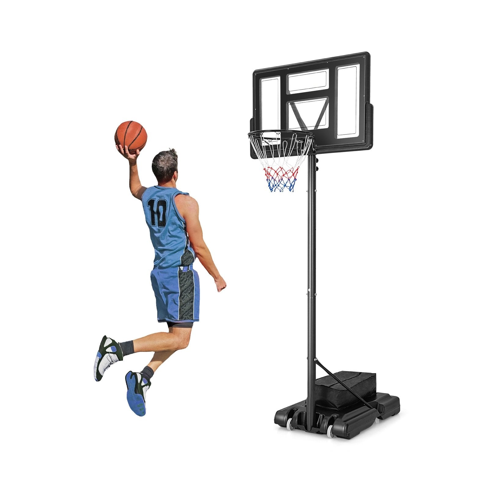 4.25-10 Feet Adjustable Basketball Hoop System with 44 Inch Backboard-B Sport Equipments   at Gallery Canada