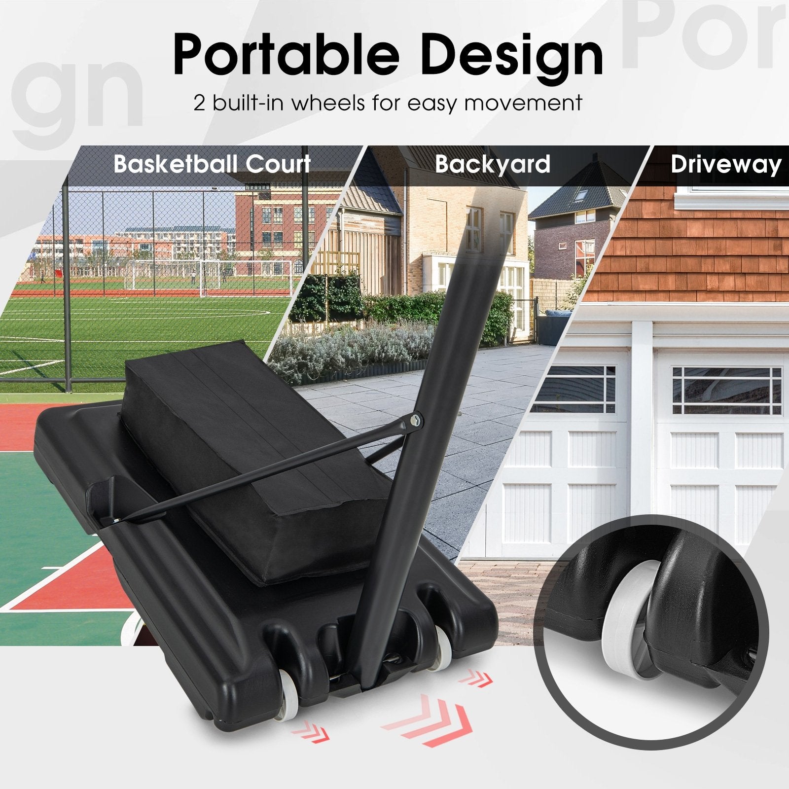 4.25-10 Feet Adjustable Basketball Hoop System with 44 Inch Backboard-B Sport Equipments   at Gallery Canada