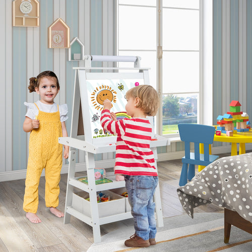 3-in-1 Double-Sided Storage Art Easel, White
