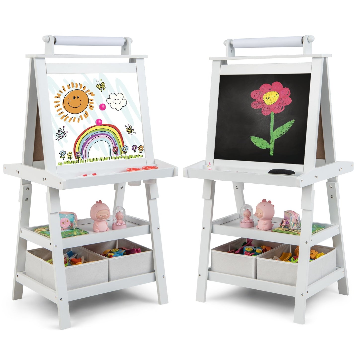 3-in-1 Double-Sided Storage Art Easel, White Art Easels   at Gallery Canada