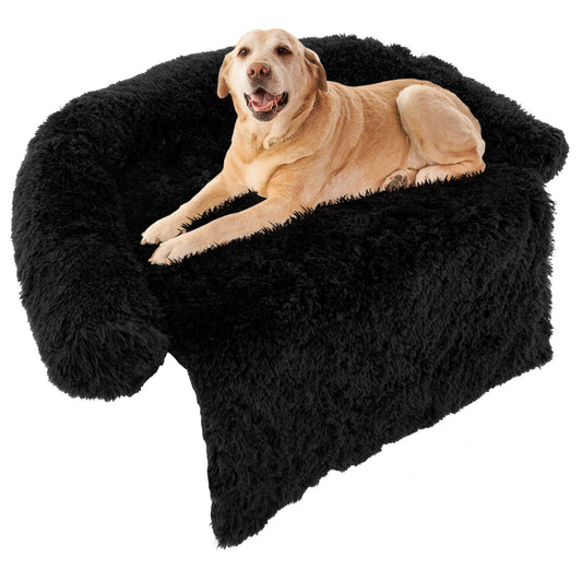 Plush Calming Dog Couch Bed with Anti-Slip Bottom-L, Black Dog Supplies   at Gallery Canada