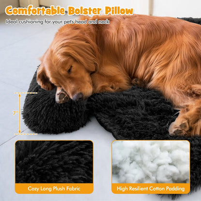 Plush Calming Dog Couch Bed with Anti-Slip Bottom-L, Black Dog Supplies   at Gallery Canada