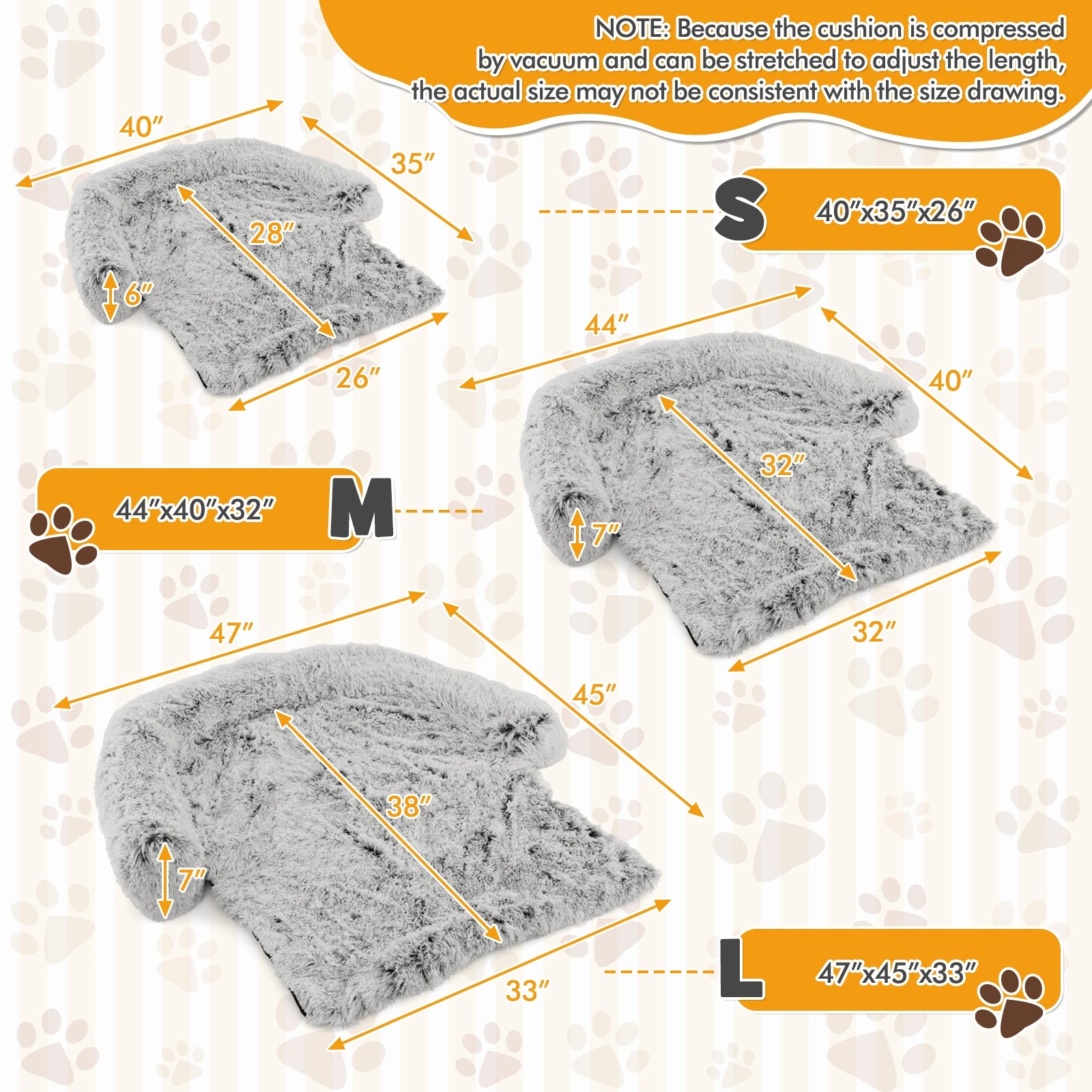White Plush Calming Dog Couch Bed with Anti-Slip Bottom-M, White Cat Supplies at Gallery Canada