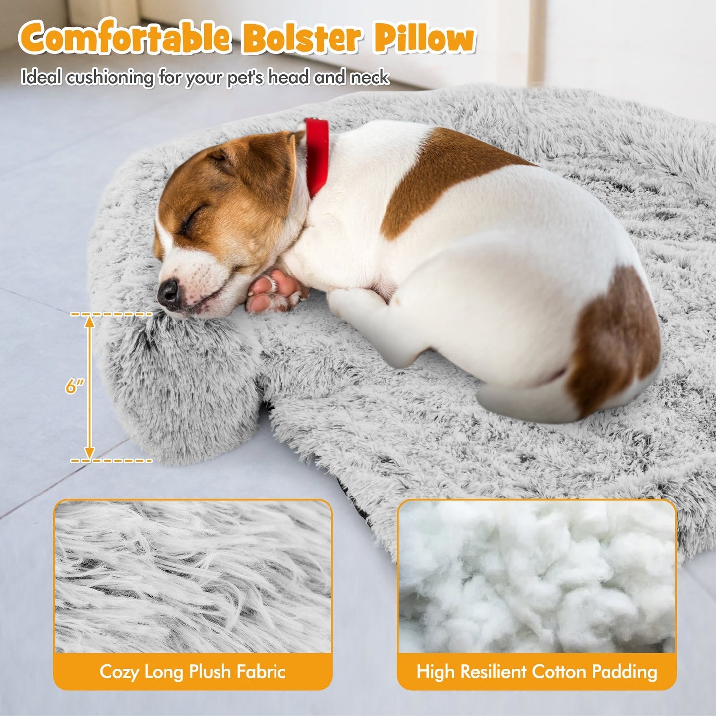 White Plush Calming Dog Couch Bed with Anti-Slip Bottom-S, White Cat Supplies   at Gallery Canada