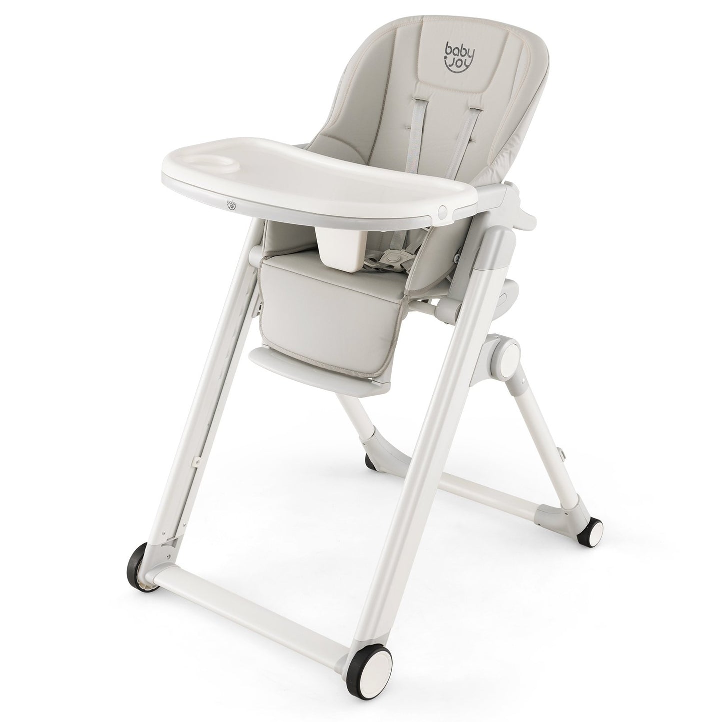 Foldable Feeding Sleep Playing High Chair with Recline Backrest for Babies and Toddlers, Light Gray High Chairs   at Gallery Canada