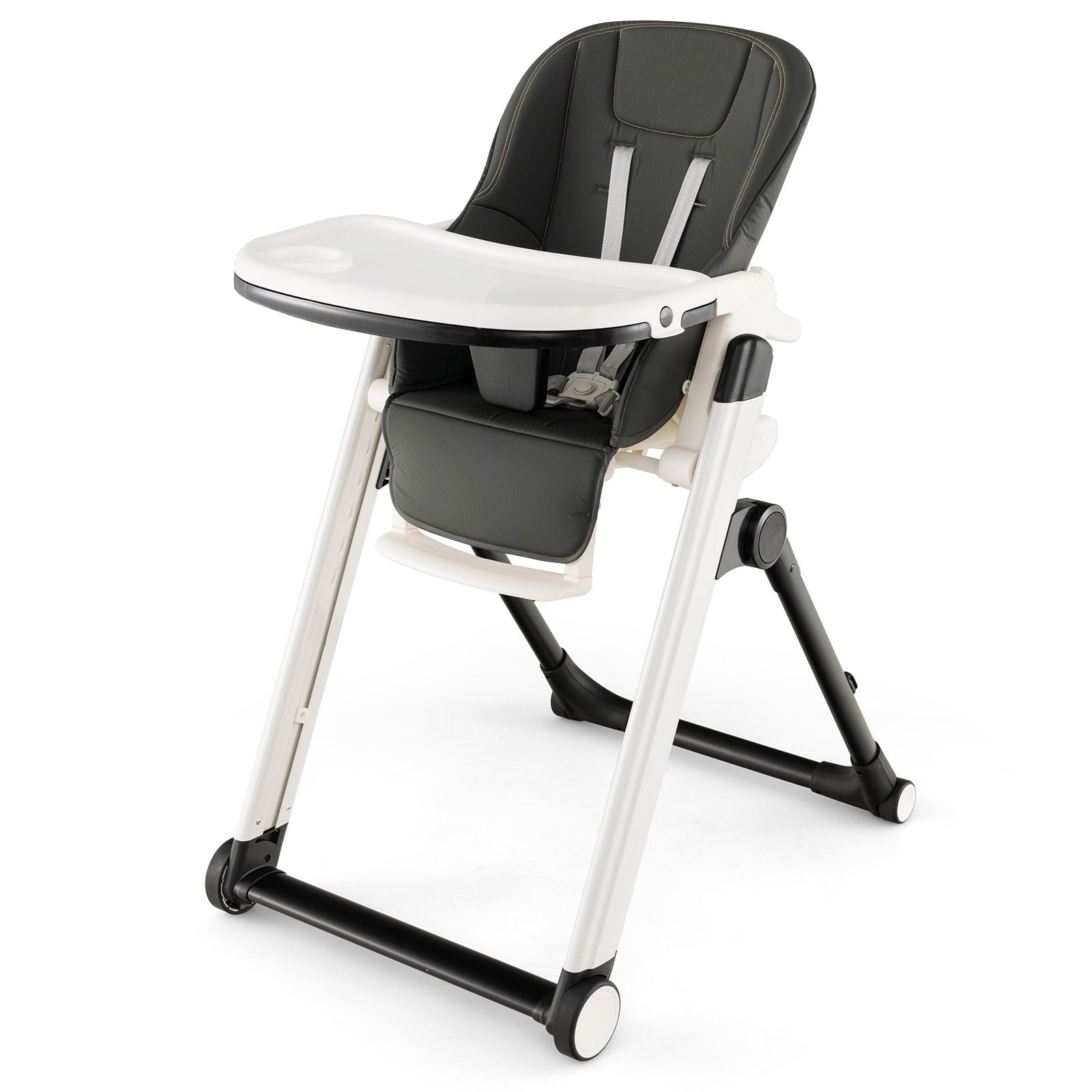 Foldable Feeding Sleep Playing High Chair with Recline Backrest for Babies and Toddlers, Dark Gray High Chairs   at Gallery Canada