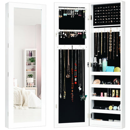 Door and Wall Mounted Armoire Jewelry Cabinet with Full-Length Mirror, White Jewelry Armoires   at Gallery Canada