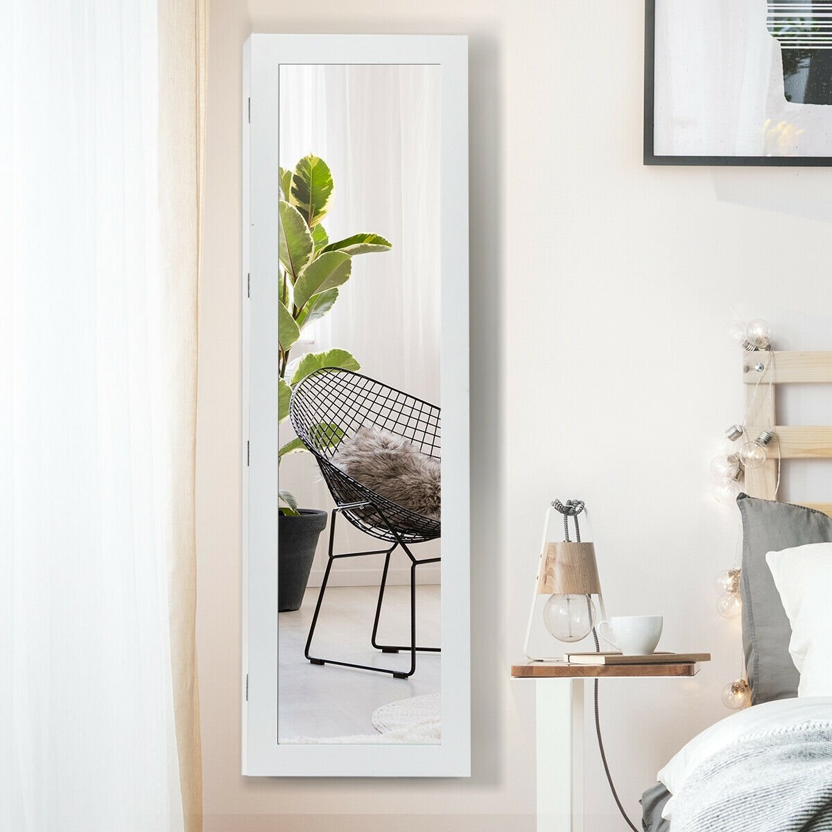 Door and Wall Mounted Armoire Jewelry Cabinet with Full-Length Mirror, White Jewelry Armoires   at Gallery Canada