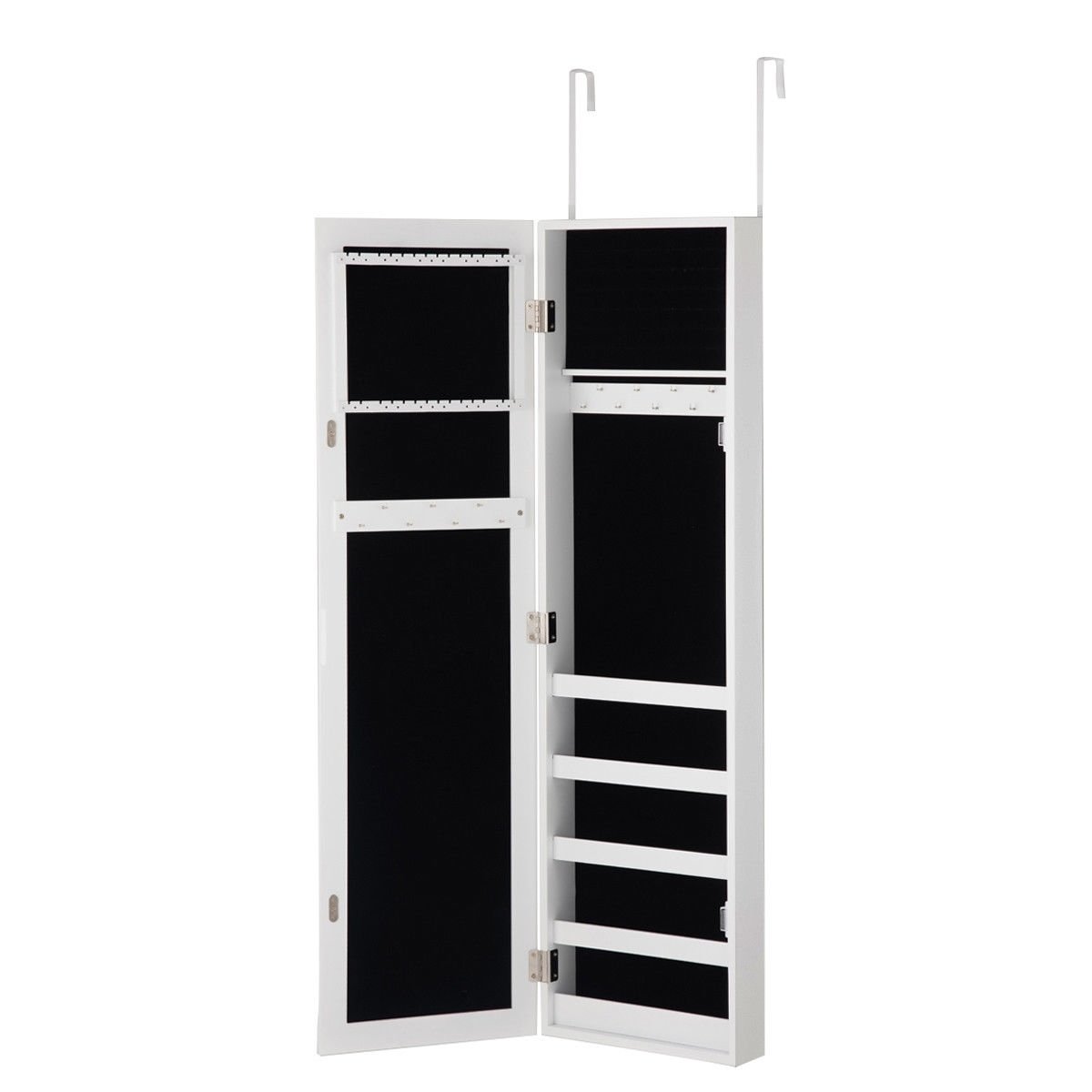 Door and Wall Mounted Armoire Jewelry Cabinet with Full-Length Mirror, White Jewelry Armoires   at Gallery Canada