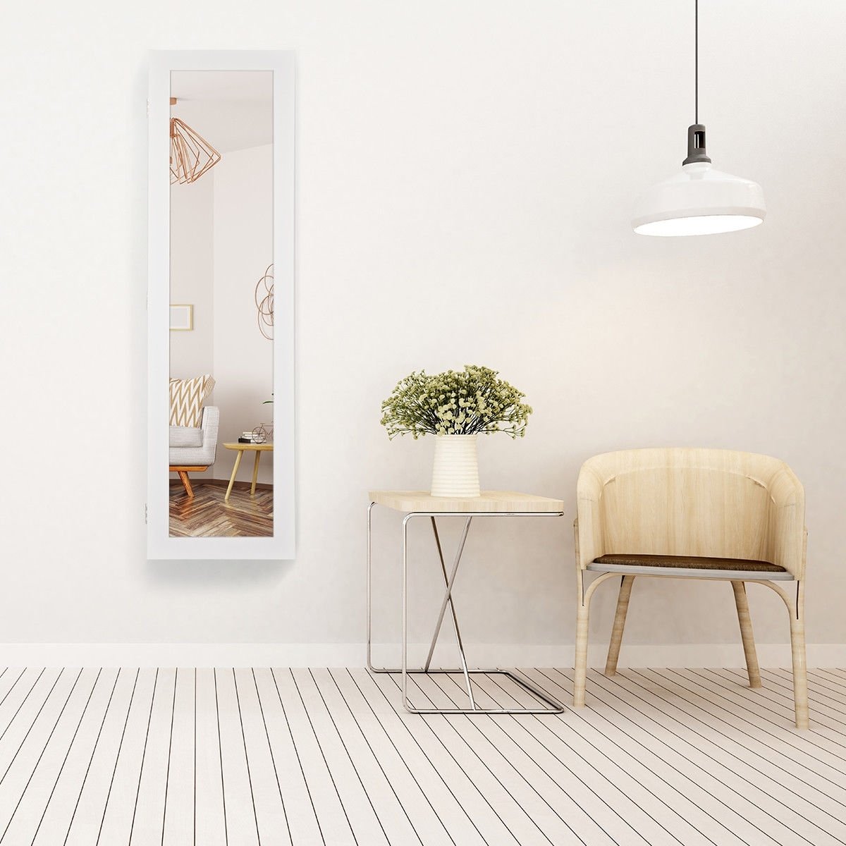 Door and Wall Mounted Armoire Jewelry Cabinet with Full-Length Mirror, White Jewelry Armoires   at Gallery Canada