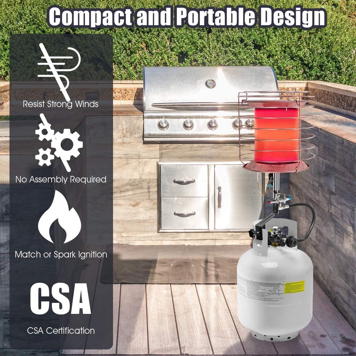 360 Degree Portable Outdoor Camping Tank Top Propane Heater, Silver Patio Heaters   at Gallery Canada