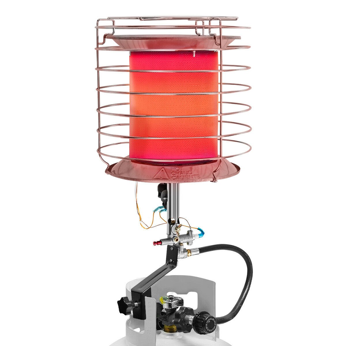 360 Degree Portable Outdoor Camping Tank Top Propane Heater, Silver Patio Heaters Silver at Gallery Canada