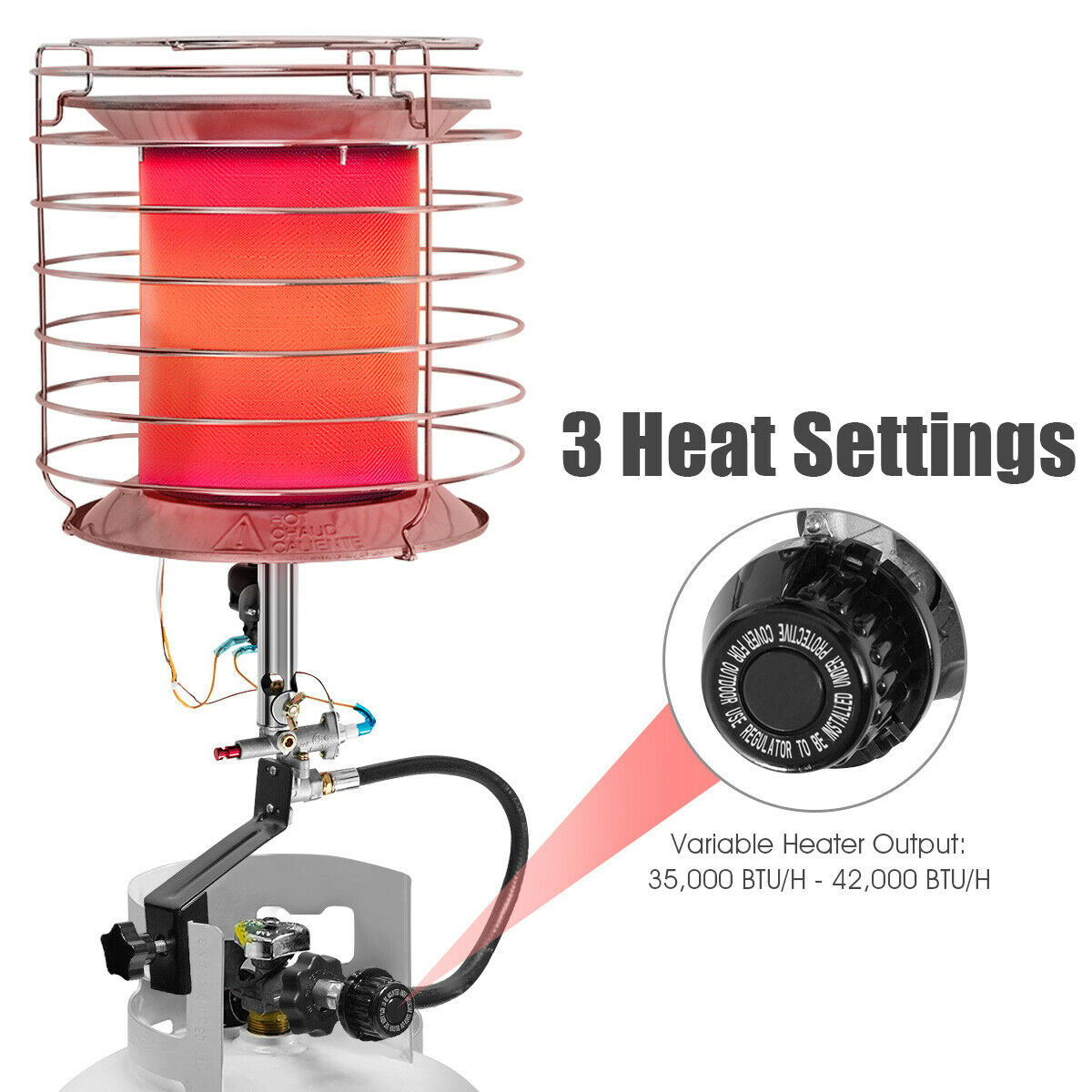 360 Degree Portable Outdoor Camping Tank Top Propane Heater, Silver Patio Heaters   at Gallery Canada