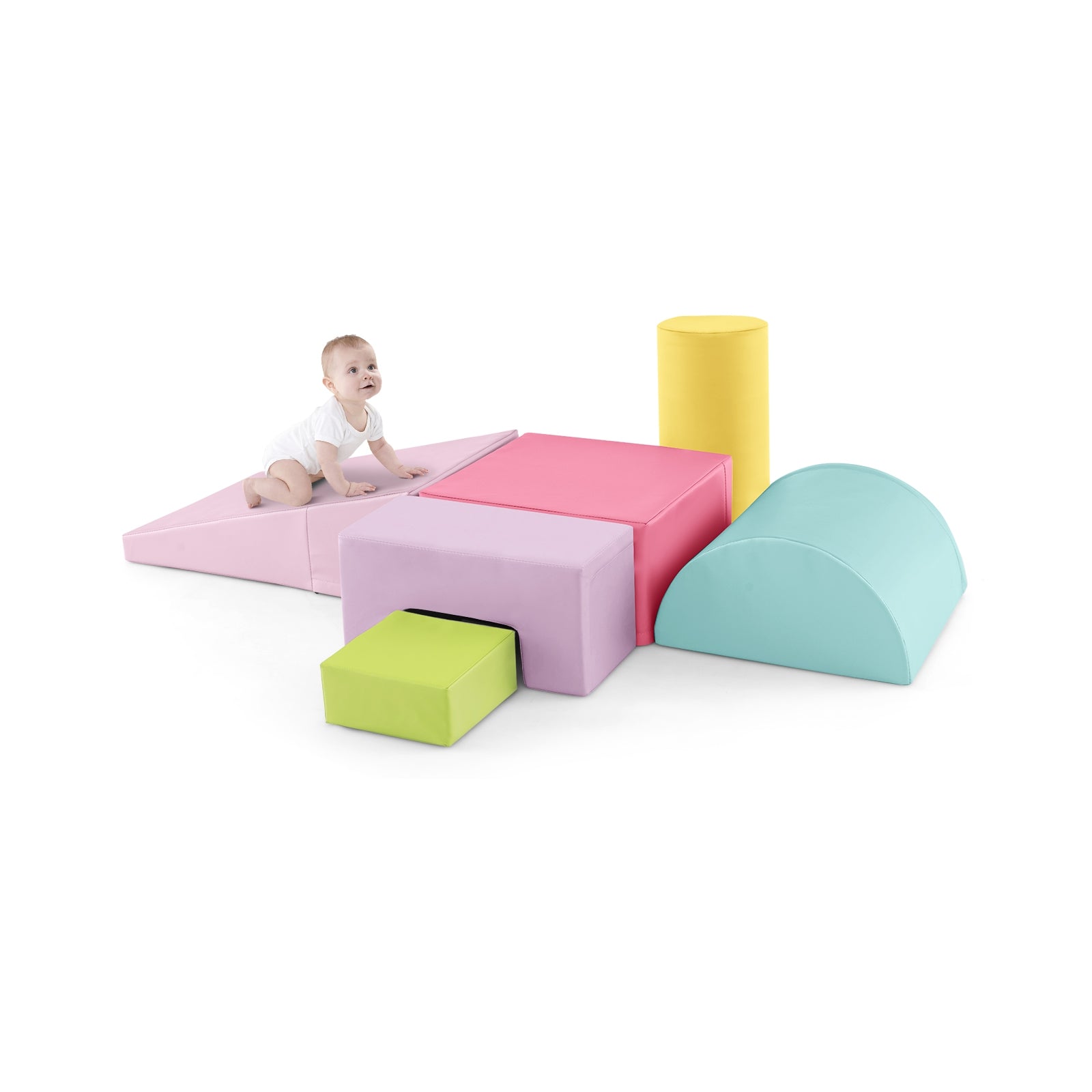 6 Pieces Foam Climbing Blocks Indoor Climb and Crawl Activity Playset with Rectangles, Macaron Multicolor Climbers & Slides at Gallery Canada
