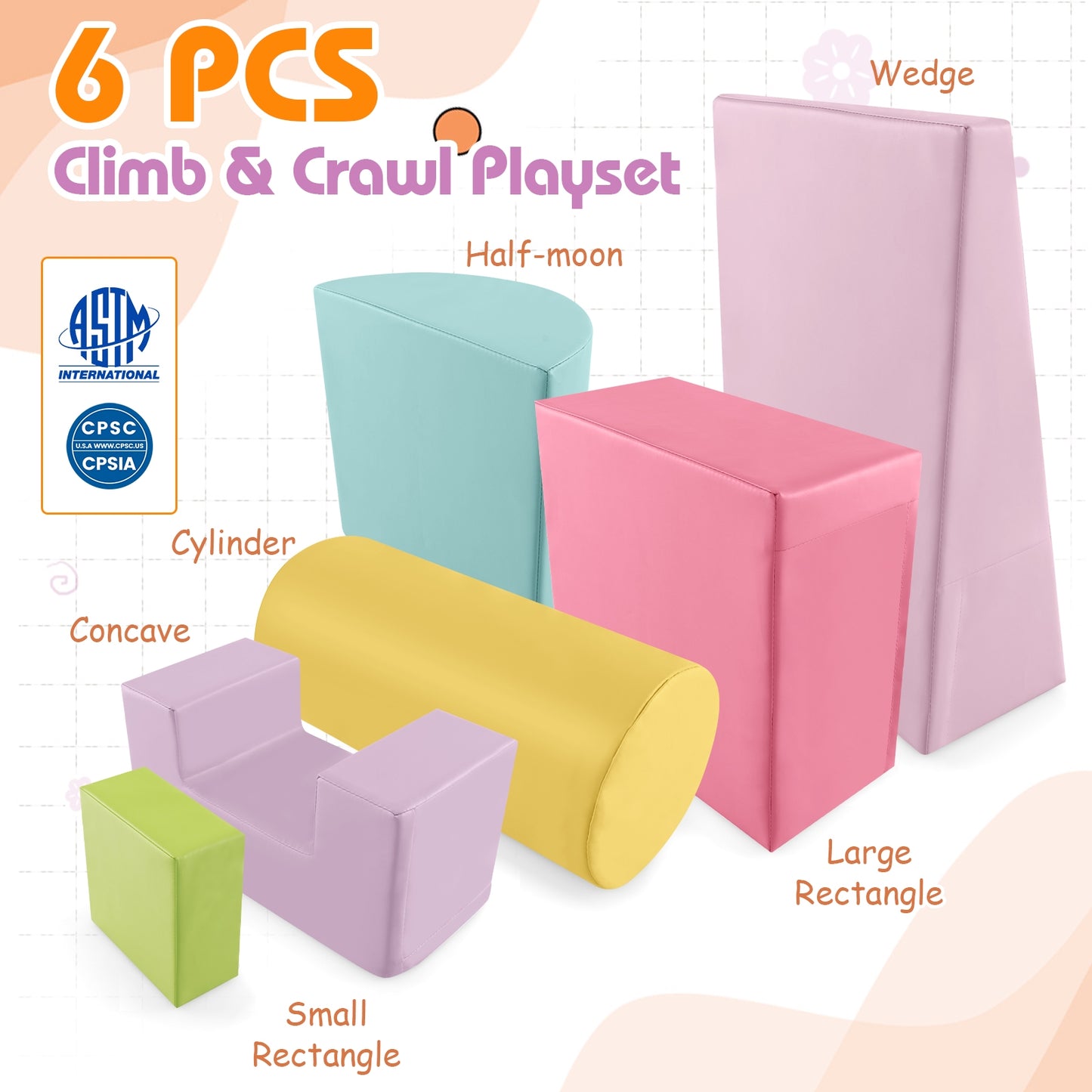 6 Pieces Foam Climbing Blocks Indoor Climb and Crawl Activity Playset with Rectangles, Multicolor Climbers & Slides   at Gallery Canada