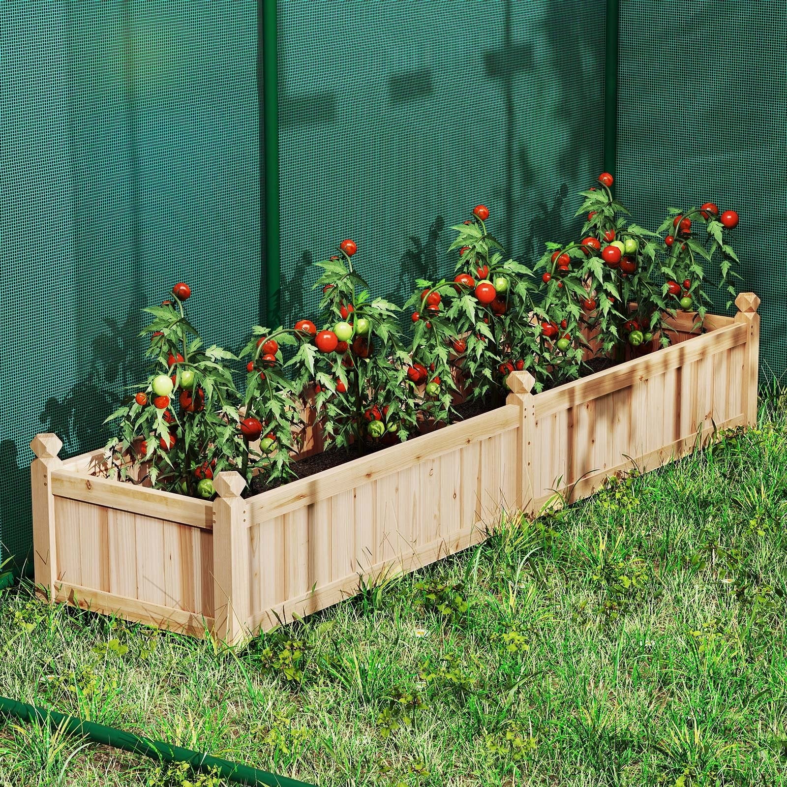 91 x 24 x 16 Inch Divisible Planter Box with Corner Drainage and Non-woven Liner for Growing Vegetables, Natural Raised Garden Beds Natural at Gallery Canada