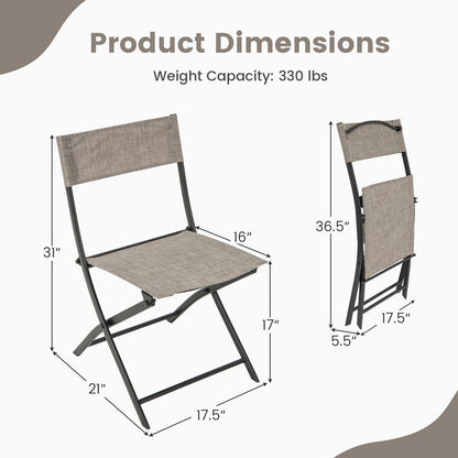 Patio Folding Chairs Set of 4 Lightweight Camping Chairs with Breathable Seat, Brown Outdoor Seating & Patio Chairs   at Gallery Canada