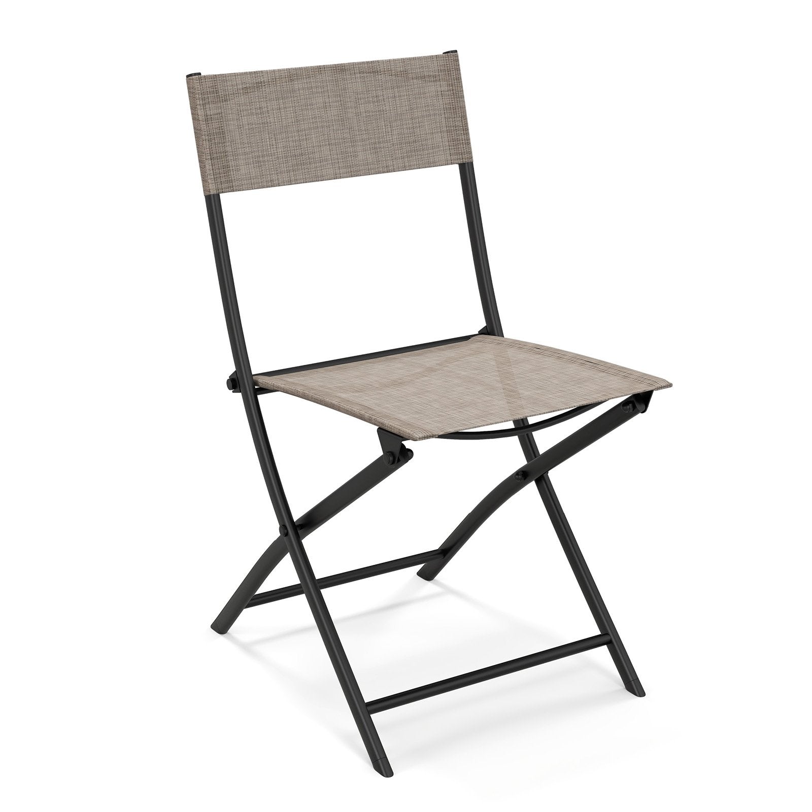 Patio Folding Chairs Set of 4 Lightweight Camping Chairs with Breathable Seat, Brown Outdoor Seating & Patio Chairs   at Gallery Canada