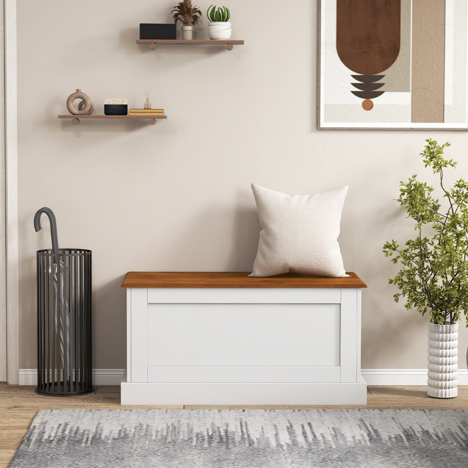 Large Storage Chest with Safety Metal Hinge, White Shoe Racks & Storage Benches   at Gallery Canada